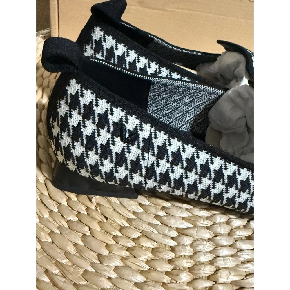 VIVAIA Houndstooth Pointed Toe‎ Knit Loafers Low Heel Size EU/39 US/8 NWT